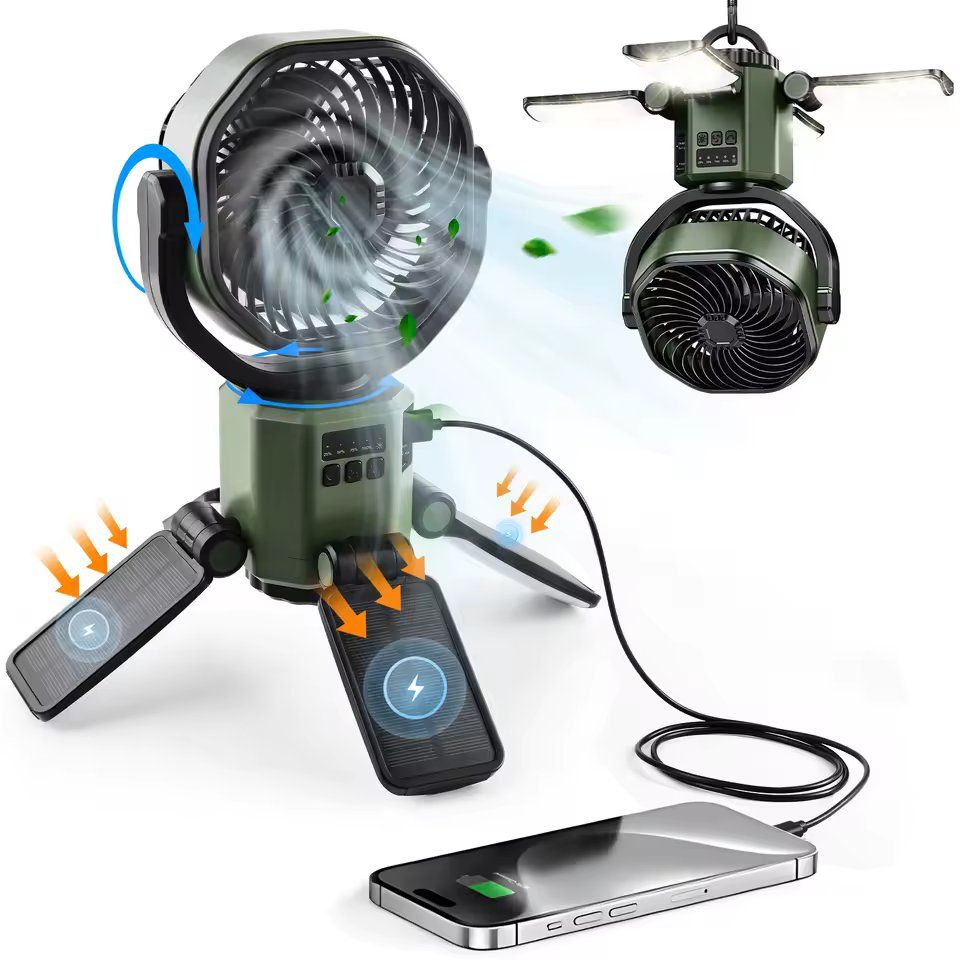 Ventilatori: NEU Camping Ventilator Solar Lampe USB / Ventilateur solaire – Nuovo e nell'imballaggio originale da Isérables venduto da Alfaga