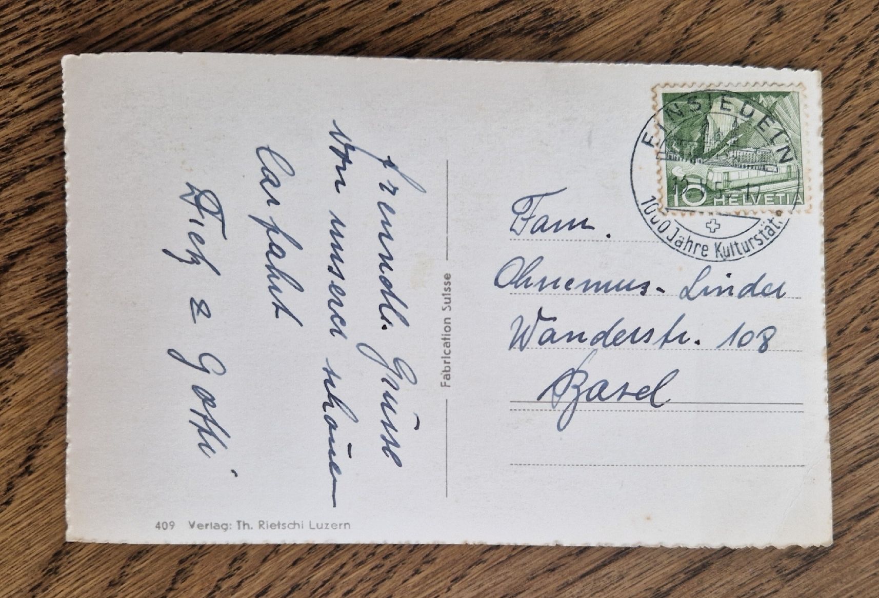 Cartoline postali: Einsiedeln 1953 – Usato da Ebikon venduto da Donar50 1