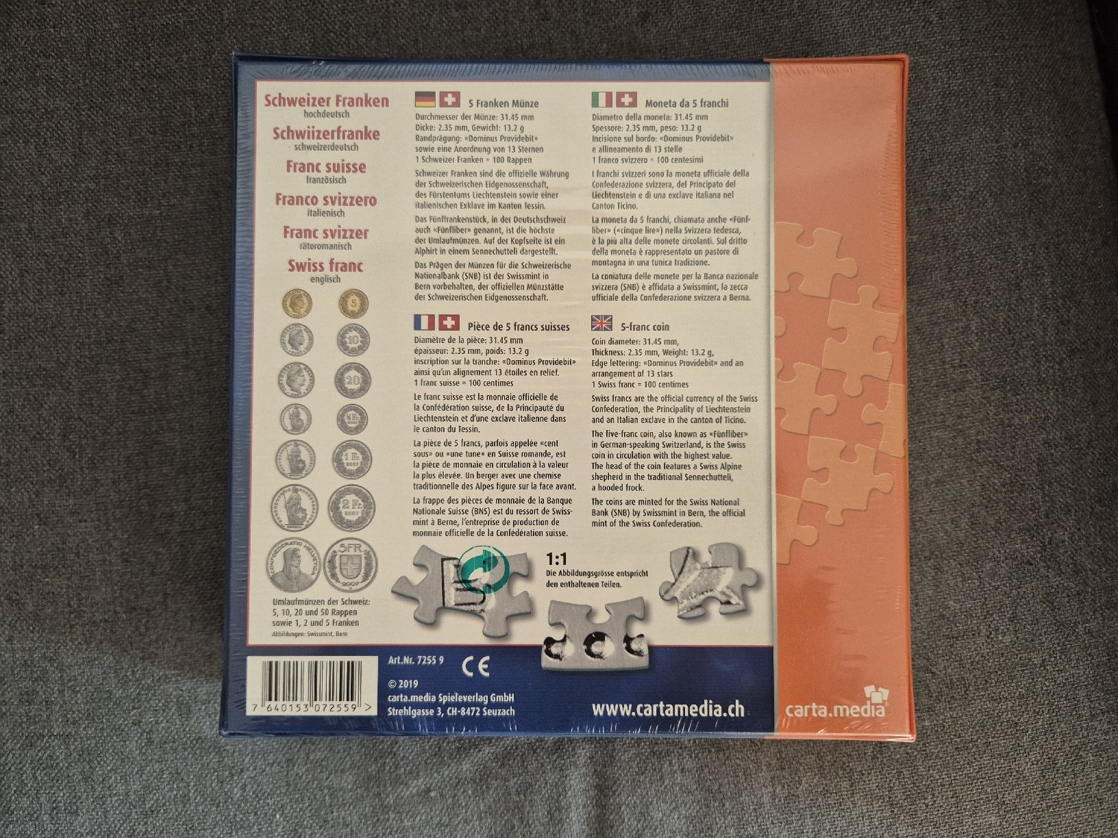 Puzzle: Neues 500-Teile Puzzle "Fünfliber" – Nuovo e nell'imballaggio originale da Fischingen venduto da rru_fw5h 1