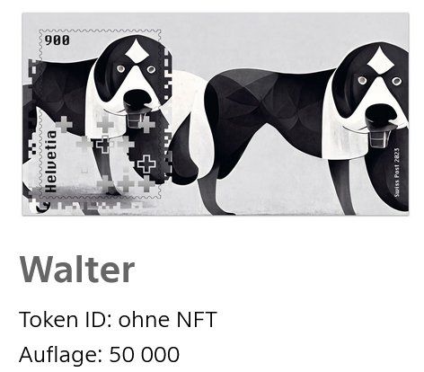 Tutti i francobolli: Swiss Crypto Stamp 3.0  "Walter", postfrisch – Usato da Basel venduto da TokenID1