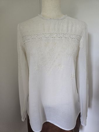 Tintoretto Boho Bluse Gr. 38 – Weiß Stickerei Spitze 