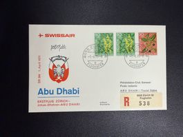Swissair Erstflugbrief Zürich-Abu Dhabi 1975