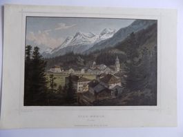Sils Maria Engadin kolorierter Stahlstich Rohbock