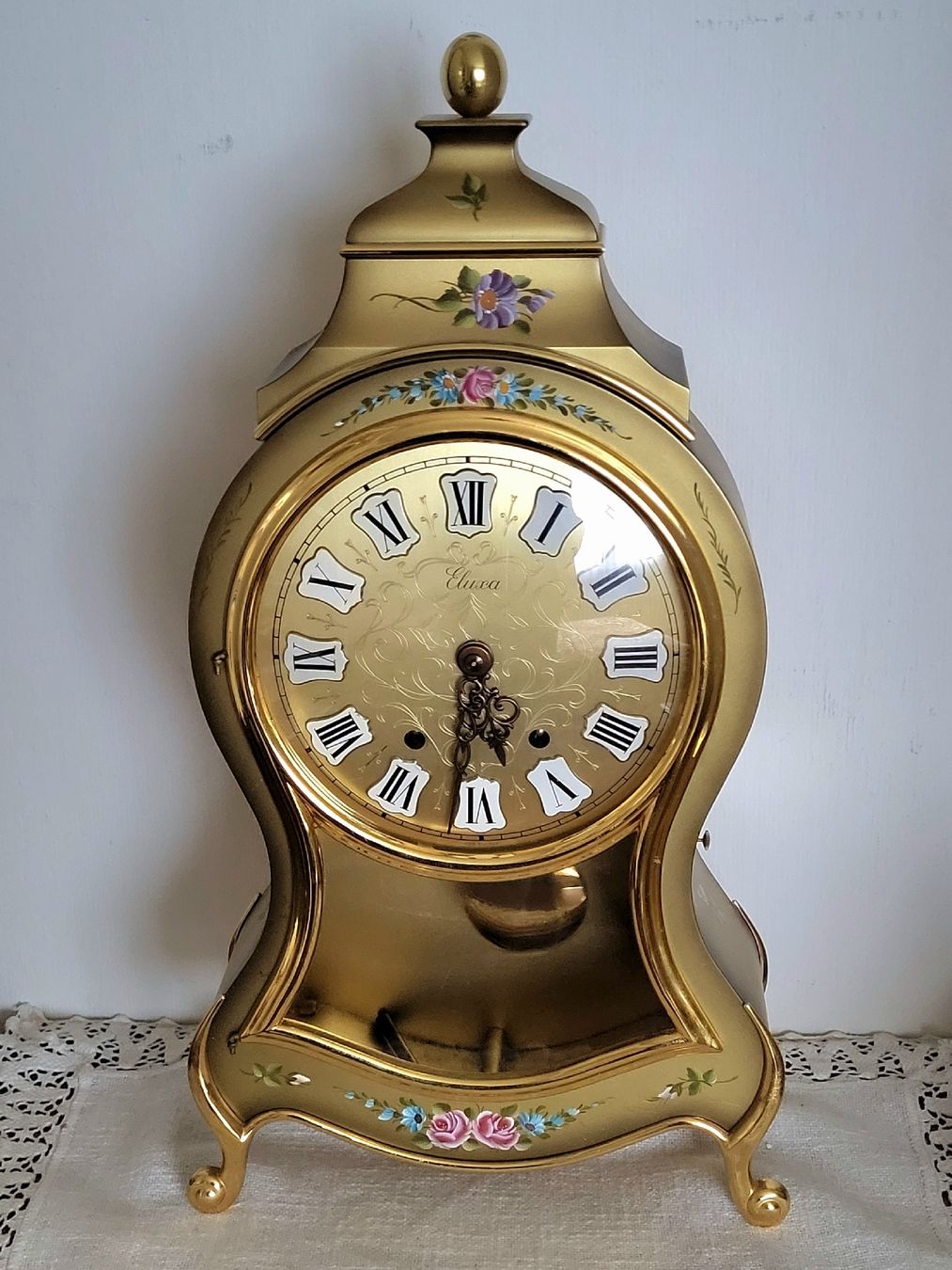 Orologi: Neuenburger-Pendule, Blumenmalerei, Vintage – Usato da Kriens venduto da StudachKriens