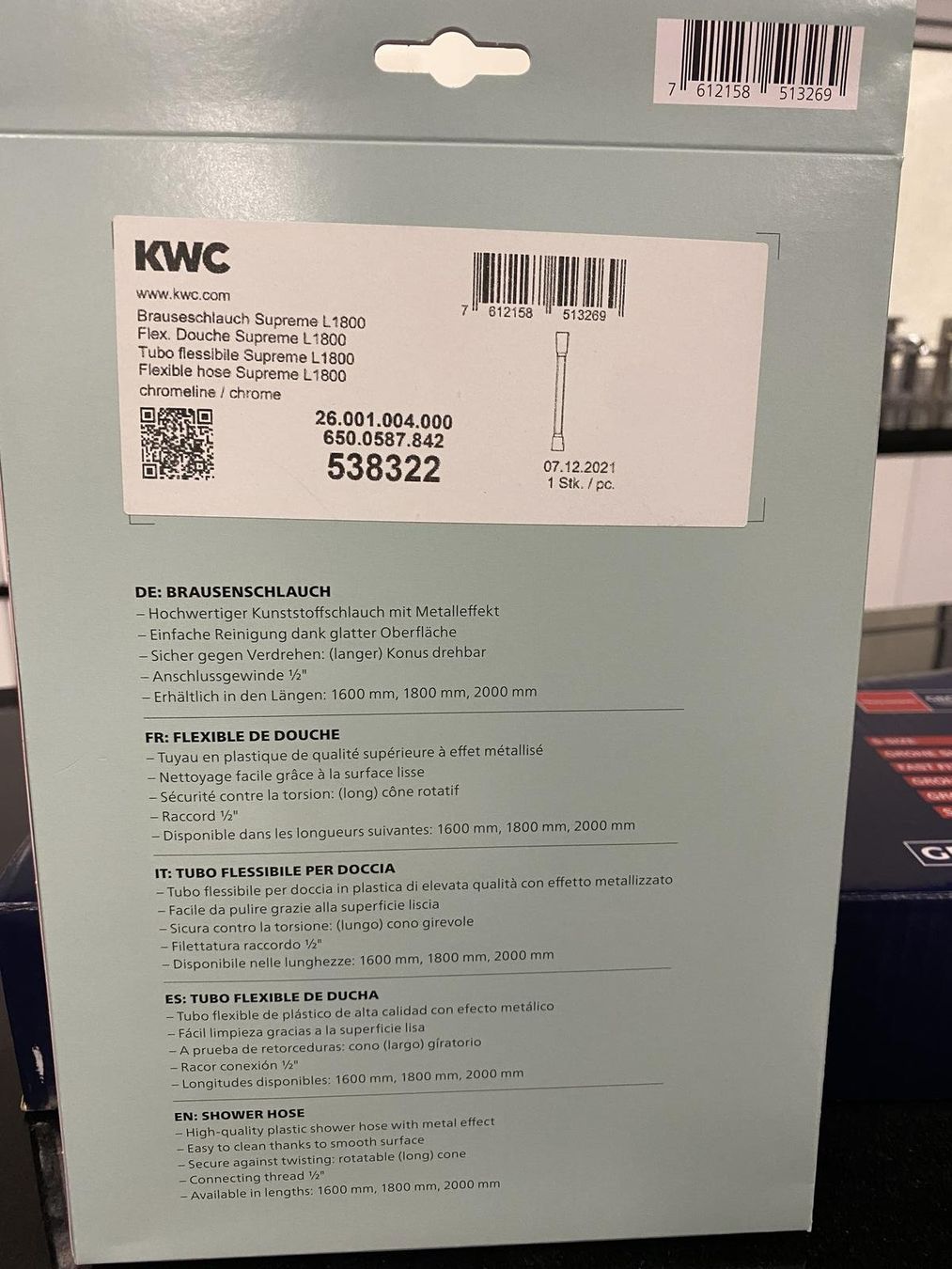 Kwc Soffioni doccia: KWC Brauseschlauch 1800mm Supreme – Nuovo e nell'imballaggio originale da Luterbach venduto da ron_rd6h 3