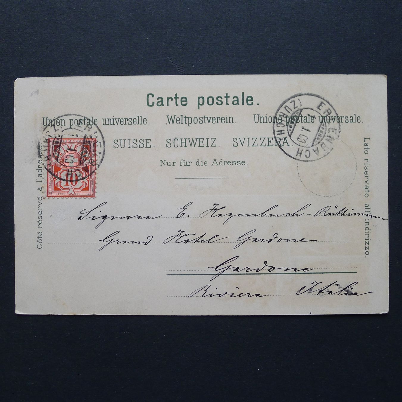 Cartoline postali: 1903, ERLENBACH ZH, Litho, antike Ansichtskarte – Usato da Ebikon venduto da SilvioFreund 1
