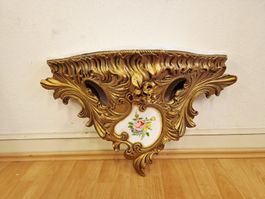 Wandkonsole Barockstil goldfarben mit Blumenmotiv