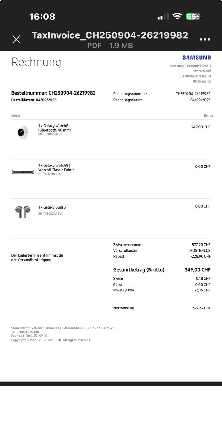 Samsung Smartwatch: Samsung Galaxy Watch 8 Silver mit 2 Armbändern – Gebraucht aus Uetikon am See von Stephi1992 4