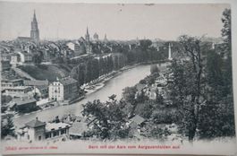 1906 Postkarte Bern mit der Aare vom Aargauerstalden aus
