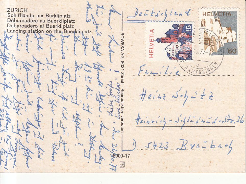 Cartoline postali: Zürich 1977 – Usato da Bürglen TG venduto da StampGraf 1