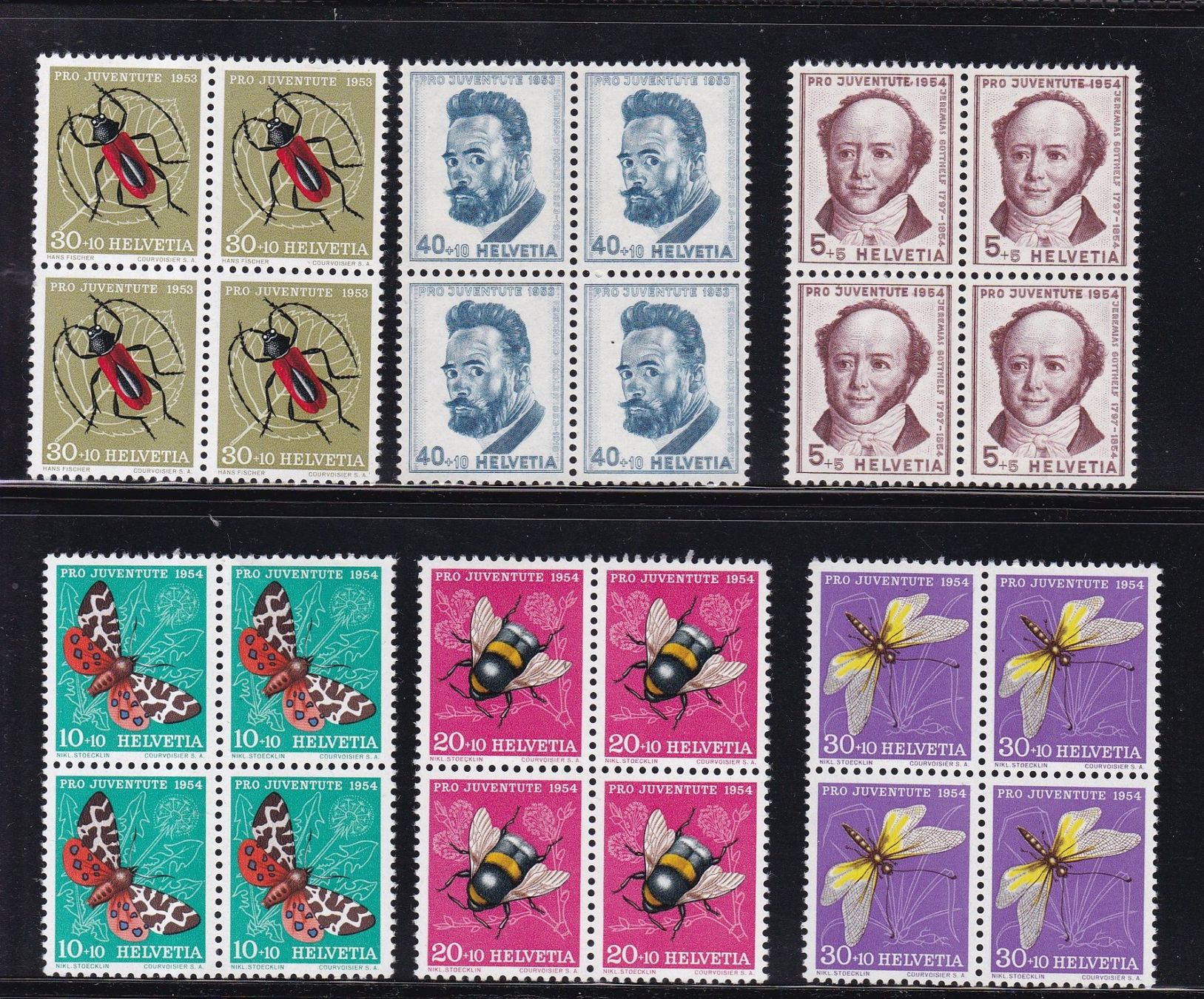 Alle Briefmarken: 24 Stk. Pro Juventute Viererblocks ab 1939 – Gebraucht aus Münchwilen AG von Nesar 2