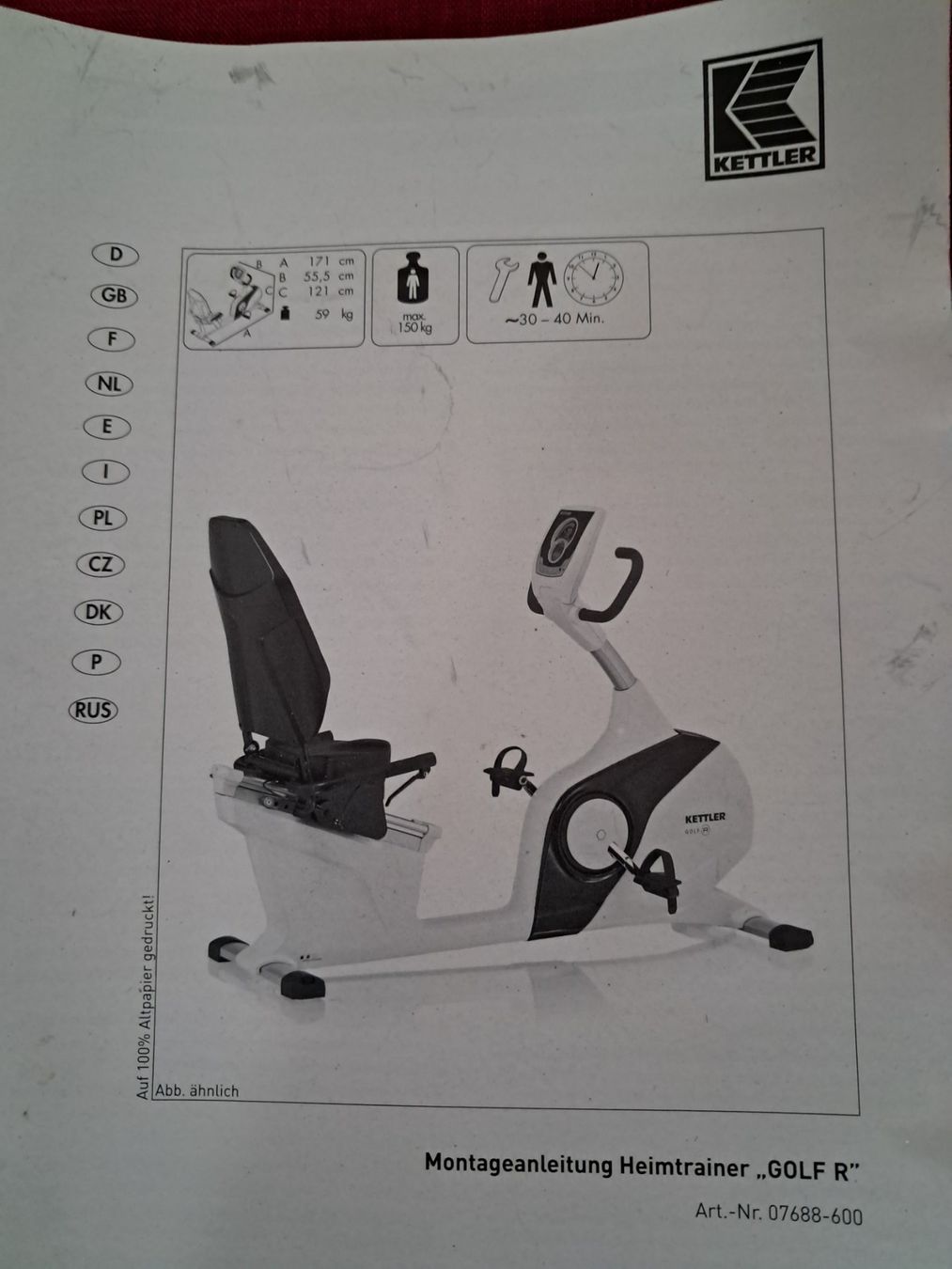 Kettler Hometrainer: Heimtrainer Kettler Golf R – Usato da Muri AG venduto da Greuli 1