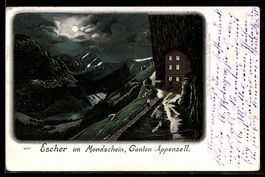 Lithographie Aescher /Appenzell, Panorama