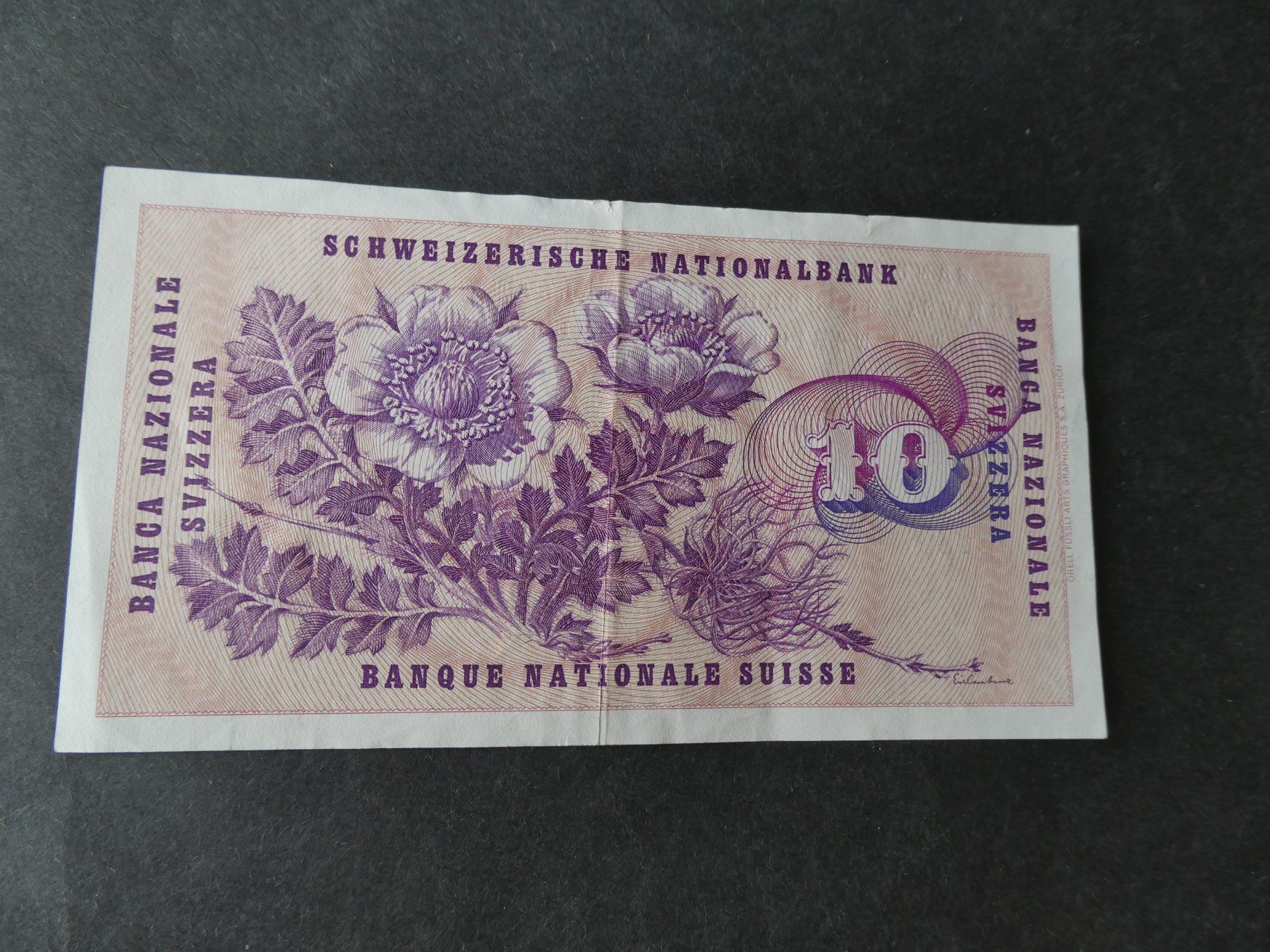 Banknoten: Schweiz 1977, 10 Franken – Gebraucht aus Hinterforst von Rohusri 1