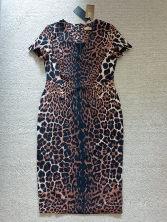 Tolles, figurbetontes Midikleid mit Leopardenmuster, EU42