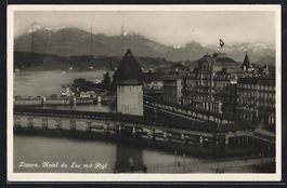 AK Luzern, Hotel du Lac mit Rigi, 1931