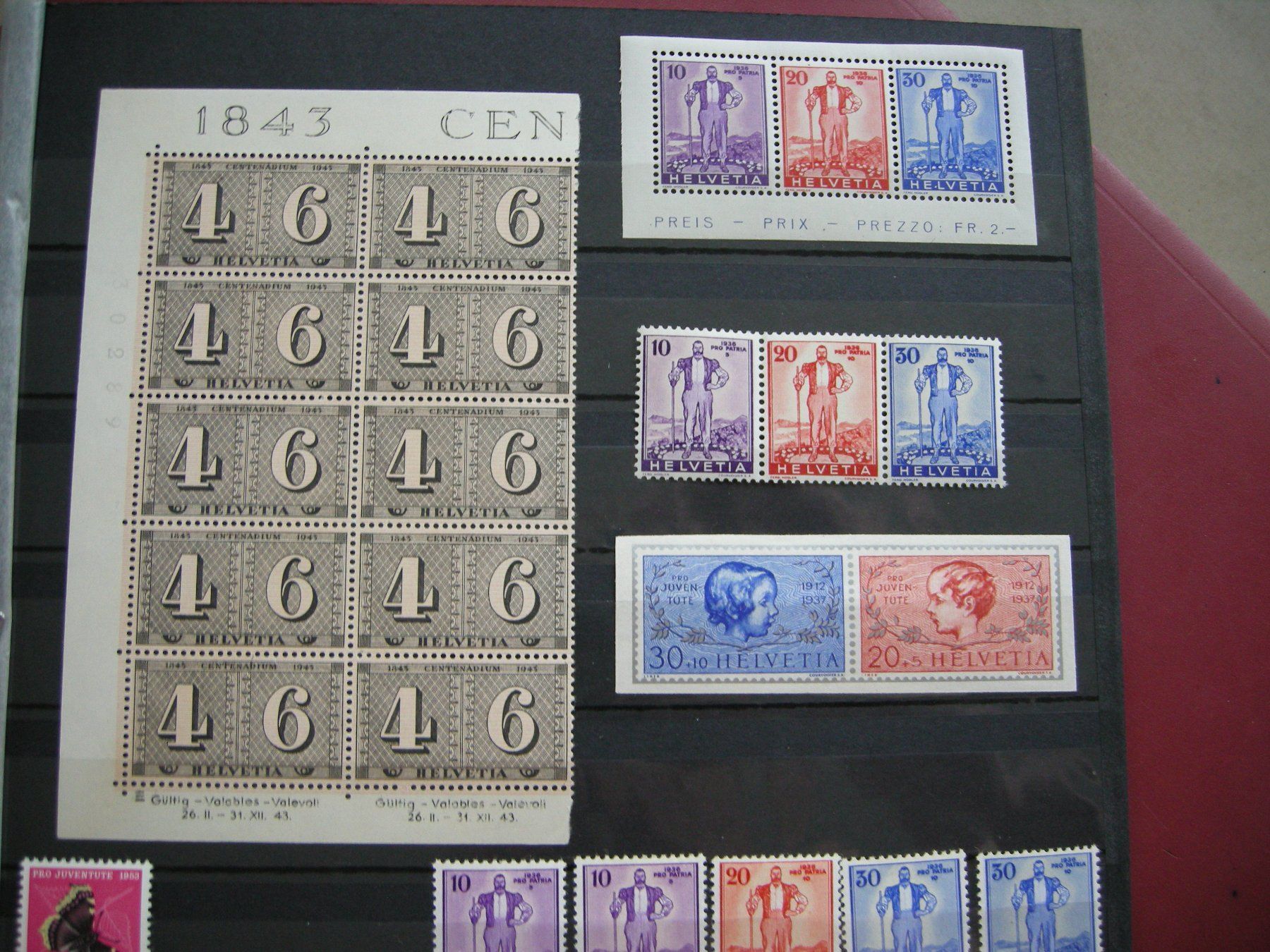 Alle Briefmarken: LOT ALTSCHWEIZ, BLOCKABSCHNITTE, POSTFRISCH/**, AB, W11 1938 – Gebraucht aus Rüti ZH von jupi1945 1