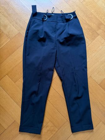 Heine Damen Hose Schwarz Gr 38 Elegante Stoffhose Gürtel