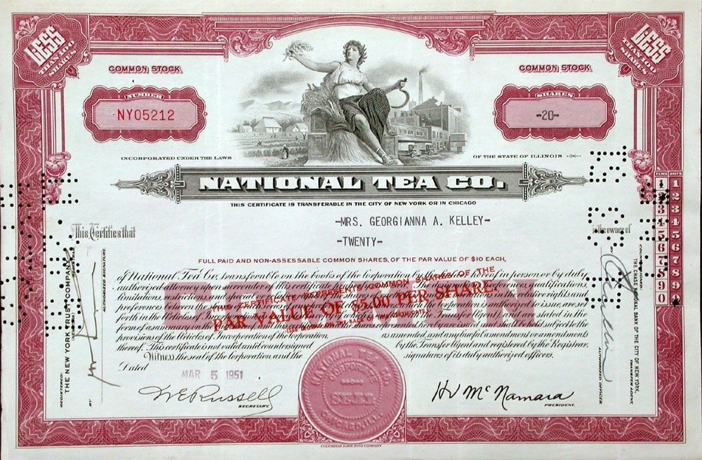Documenti: National Tea Company - 1951 – Usato da Solothurn venduto da Sgasche