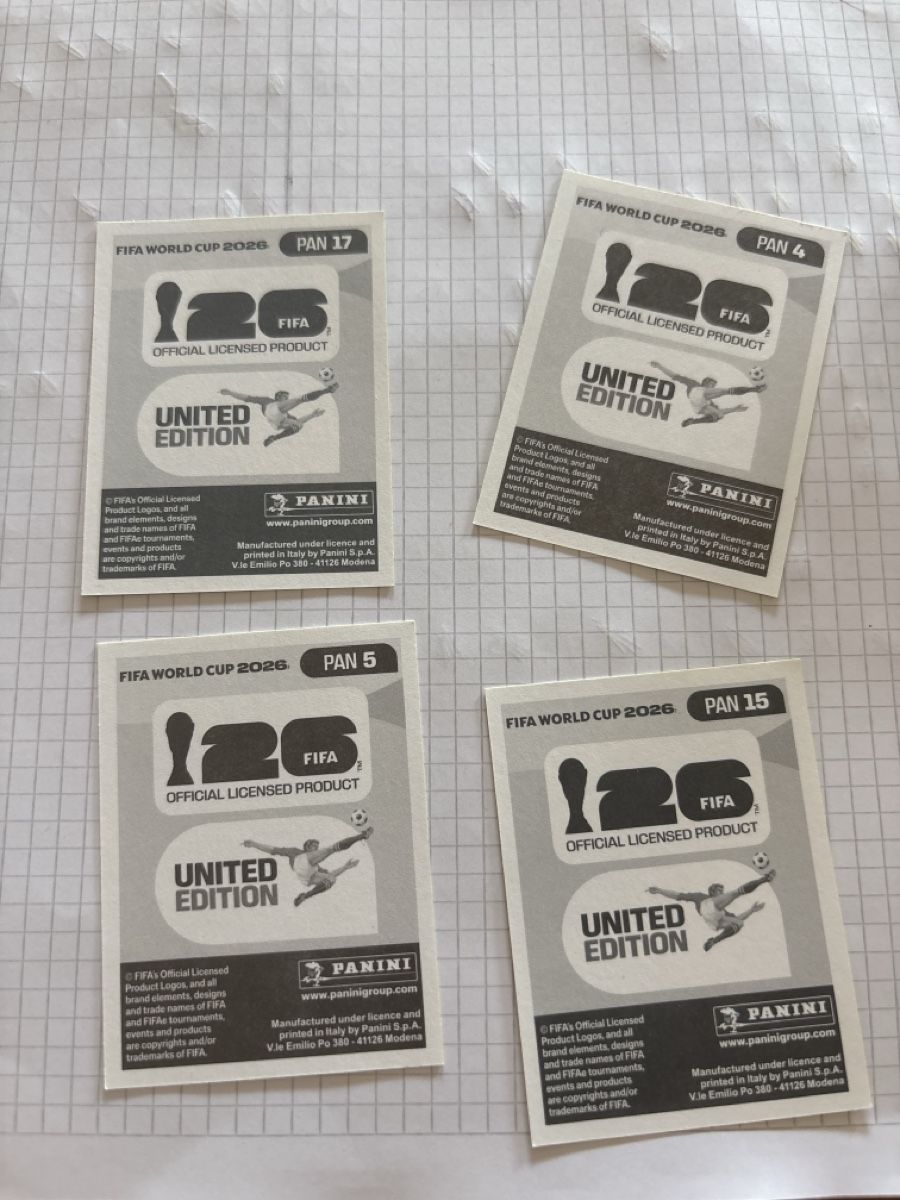 Panini Carte collezionabili: Panini PAN4 PAN5 PAN15 PAN17 – Nuovo (secondo la descrizione) da Rechthalten venduto da Thierry_89 1