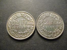 2 x 2.- Fr 1959 + 1960 Pièces magnifiques Superbe qualité