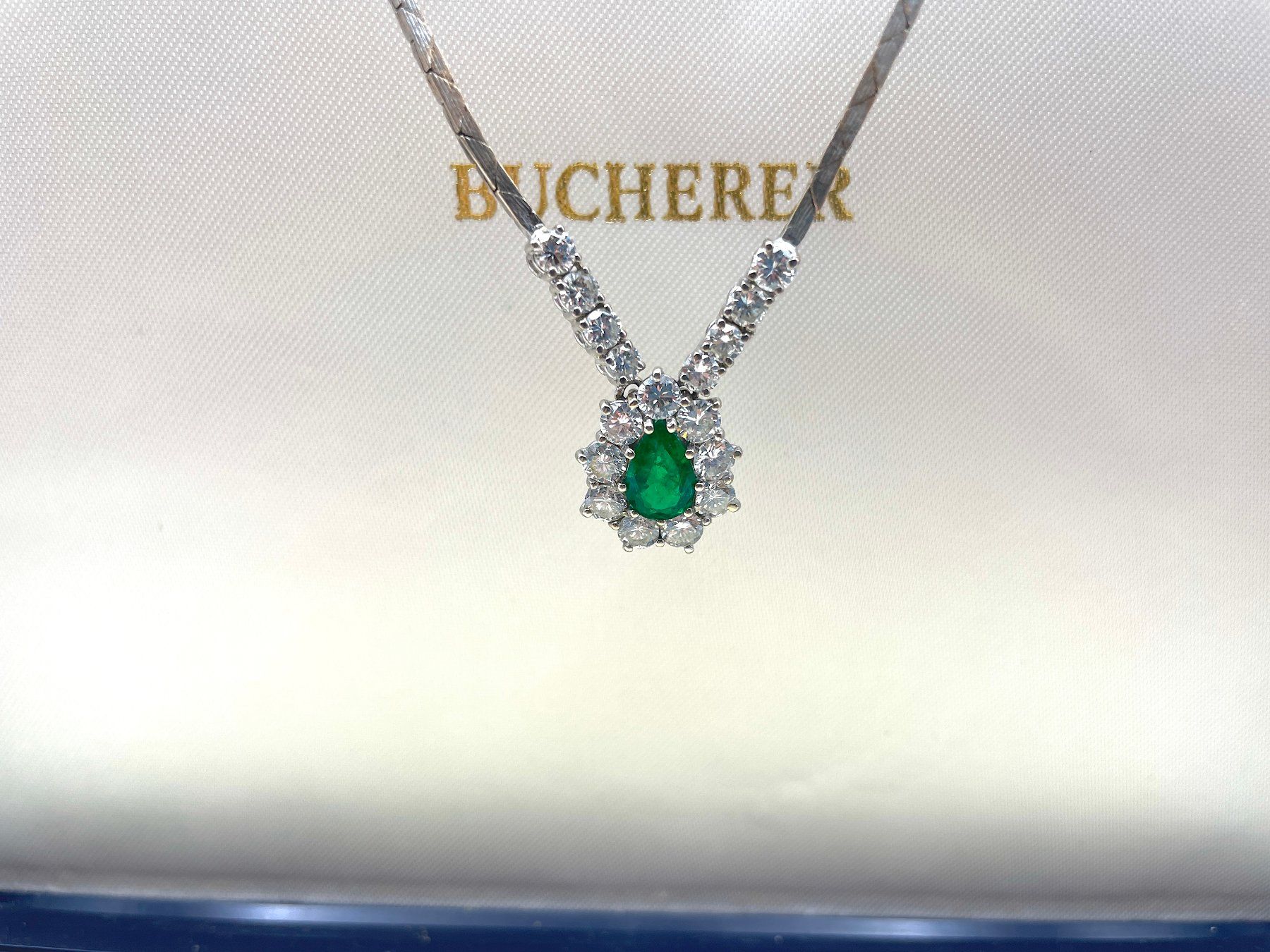 Catenine: Wunderschönes Weissgold-Collier mit echtem Smaragd – Usato da Birmensdorf ZH venduto da Swiss-Sell750 3