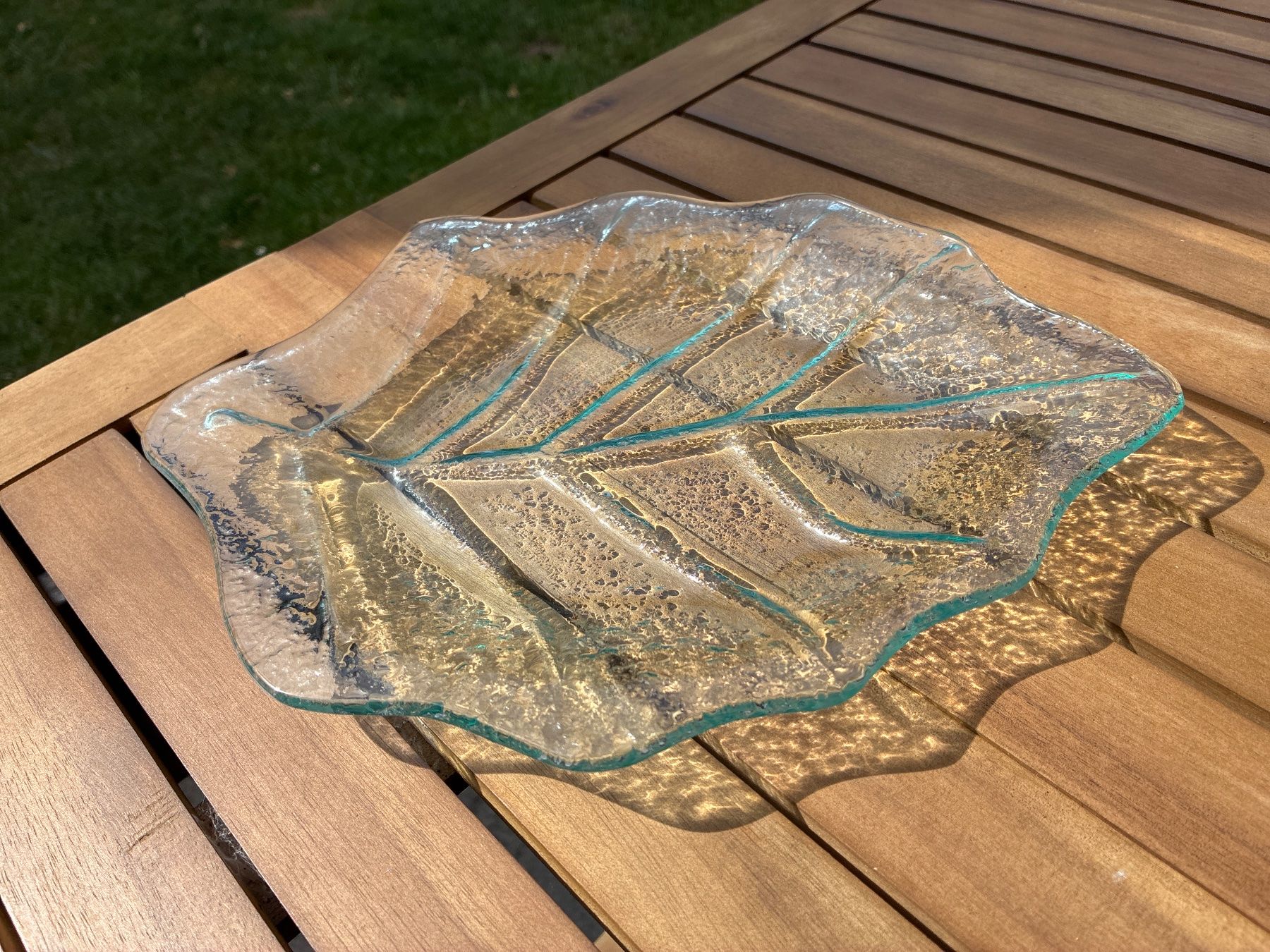 Ciotole: Glas-Schale Blattform, ca. 27cm, transparent – Usato da Guntershausen venduto da Gloominati