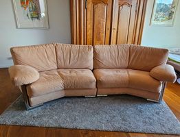 Eck-Sofa Alcantara rosa-beige aus katzenfreiem NR-Haushalt