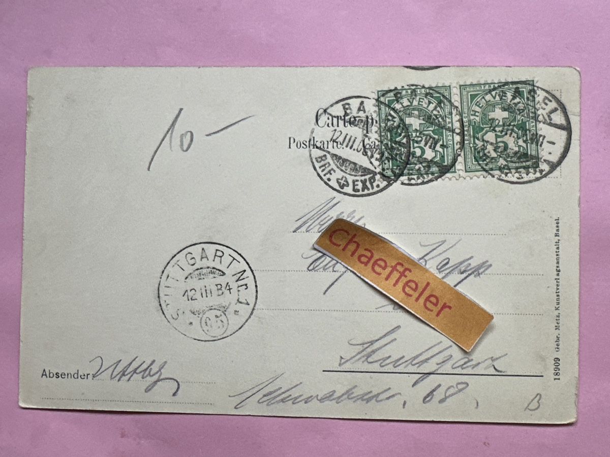 Cartoline postali: 1906 Basel, St. Albanthor – Usato da Zürich venduto da Chaeffeler 1