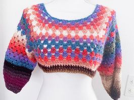 gehäkelt Mini Top Schulterwärmer Sleeveless bunt