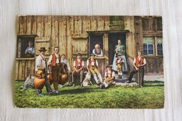 AK Appenzeller Sennen, Schelle schötte, Tracht, Alphütte