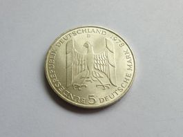 🇩🇪 5 Mark 1978 D Gustav Stresemann Silver 11.2g .625