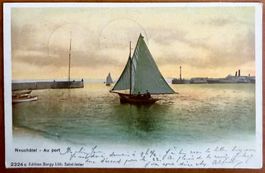 Neuchâtel - Voilier au port. - 1904