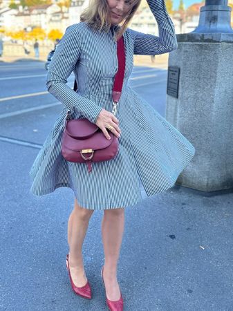 Steffen Schraut, langarm Kleid, Gr. 40, weiss/blau - TOP
