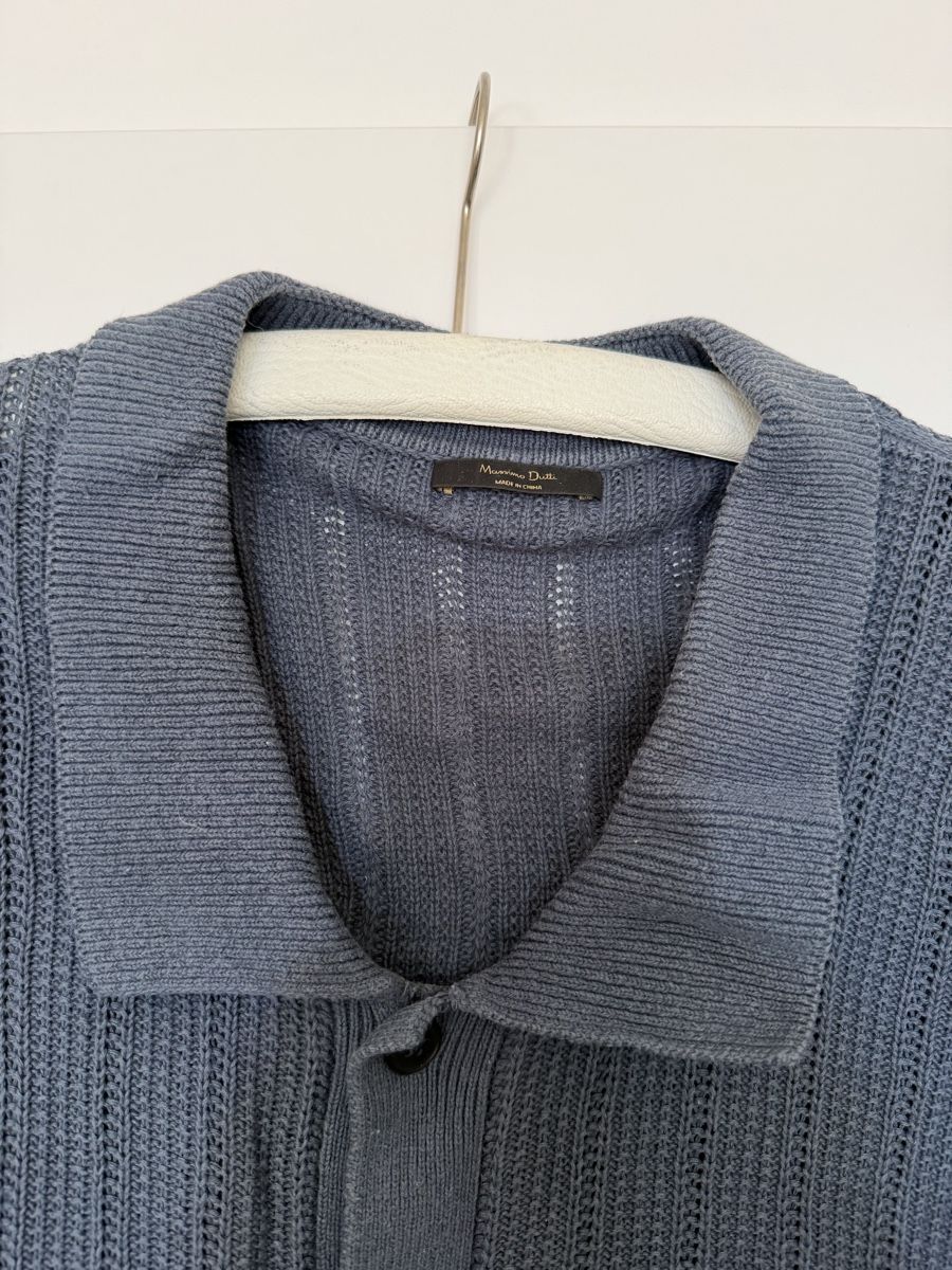 Massimo Dutti Camicie: Massimo Dutti men's blue knit shirt, L – Usato da Uster venduto da b4x_ric 1