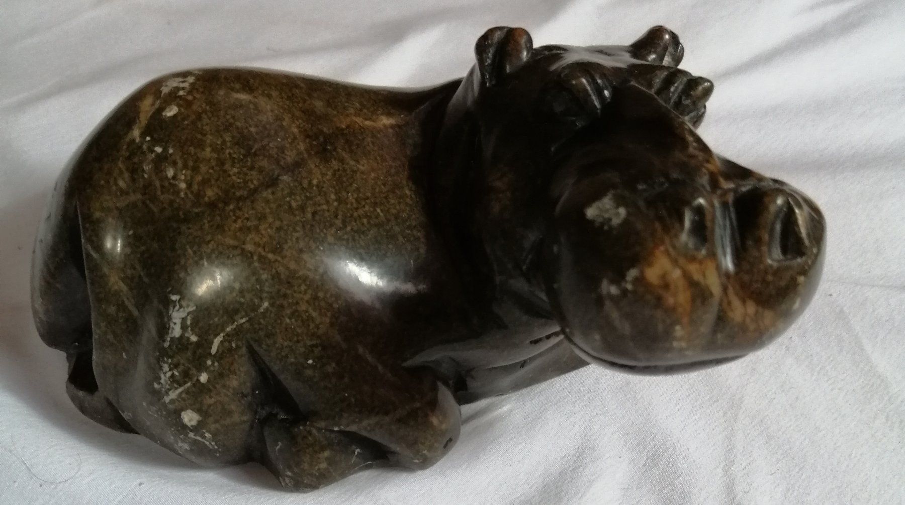 Statuette: Nilpferd liegend - handgeschnitzt - Stein / Speckstein – Usato da Oberriet SG venduto da Atir47 6
