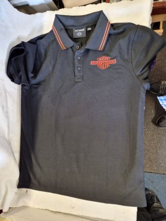 Harley Davidson Poloshirt Schwarz/Orange Grösse L