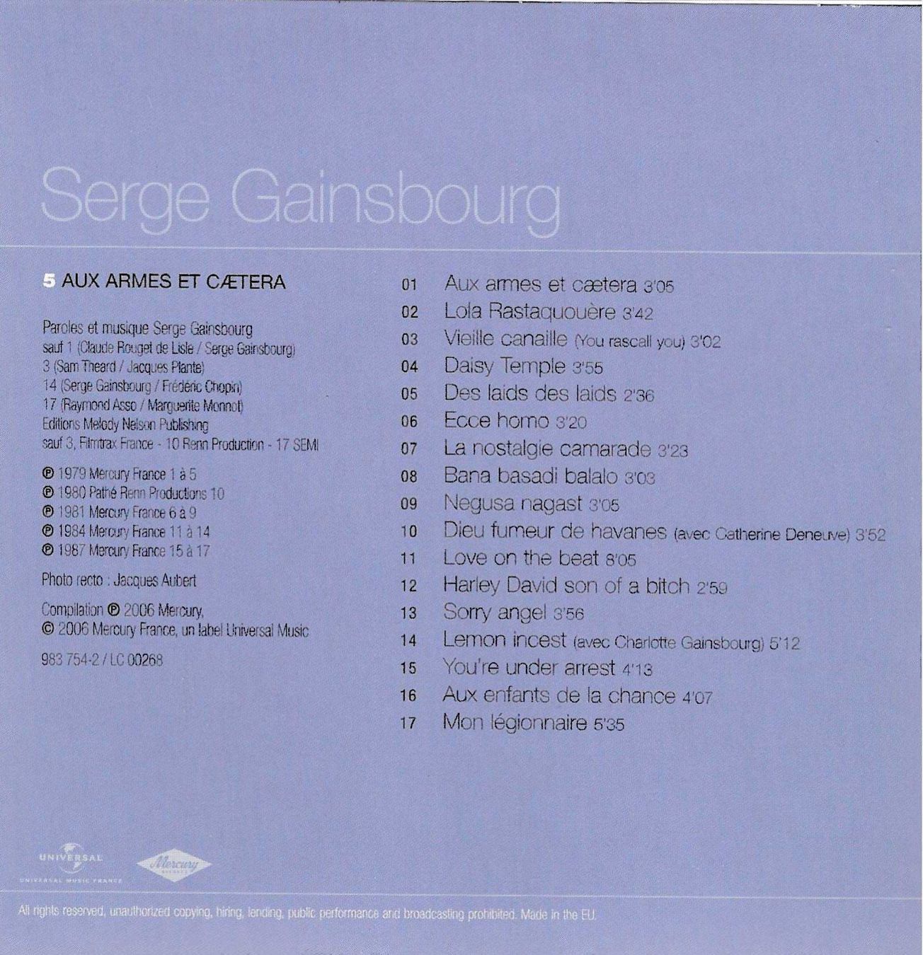 CD: Gainsbourg 5 CD's Box Set - Les cent plus belles chansons – Usato da Savagnier venduto da Ne2065 6