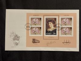 Enveloppe premier jour Jersey 28-1-86 Lys et portrait