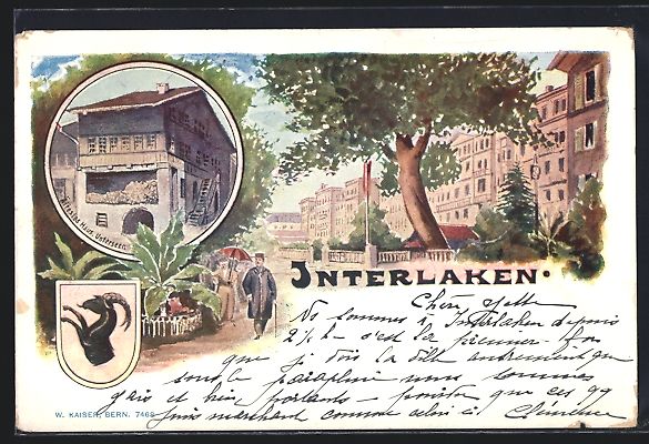 Cartoline postali: Interlaken, Ältestes Haus, Ortspartie,  – Usato da Berlin venduto da bartko-reher