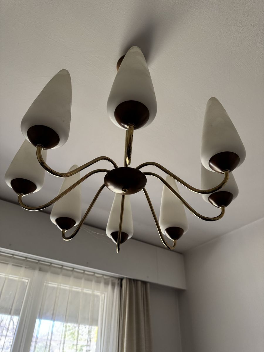 Lampadari & plafoniere: Deckenlampe 8-flammig, Messing/Holz – Usato da Le Sentier venduto da flo_dcg6 1