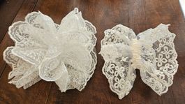 2 Stück Haargummi Scrunchies Haarband Spitze Wollweiss