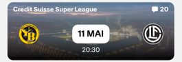 2x YB-FC Lugano Samstag 11.05.2024 20.30 Uhr / C8 Balkon