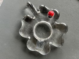 Glücksklee Kerzenhalter Glas mit Marienkäfer