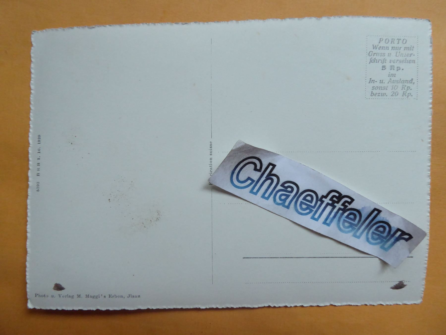 Cartoline postali: "Lai - blau mit Scopi" – Nuovo (secondo la descrizione) da Zürich venduto da Chaeffeler 1
