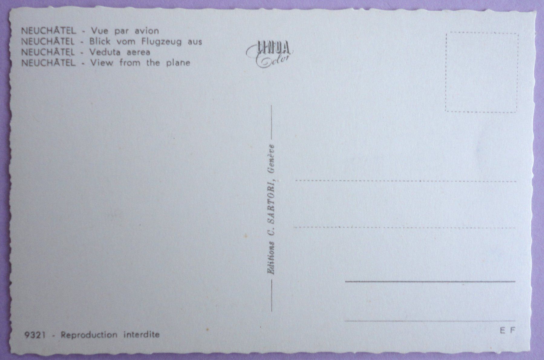 Cartoline postali: Neuchâtel - Vue par avion – Usato da Fétigny venduto da Billy2miny 1