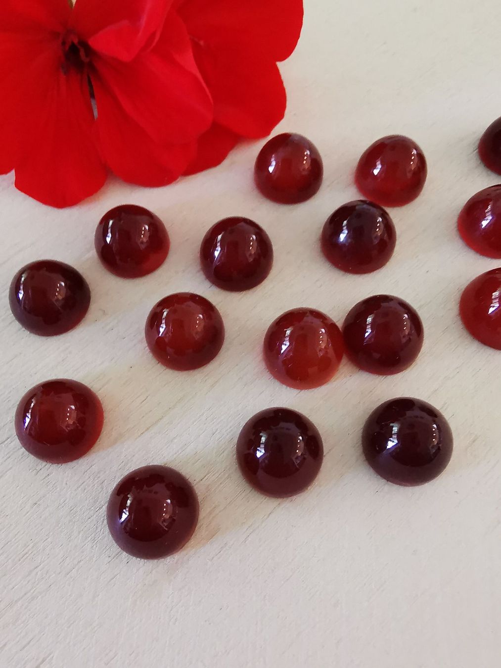 Pietre preziose: 8 Stk. runde Karneol Cabochon / Lager-Sondererkauf – Nuovo e nell'imballaggio originale da Dierikon venduto da Buntspecht-10 6