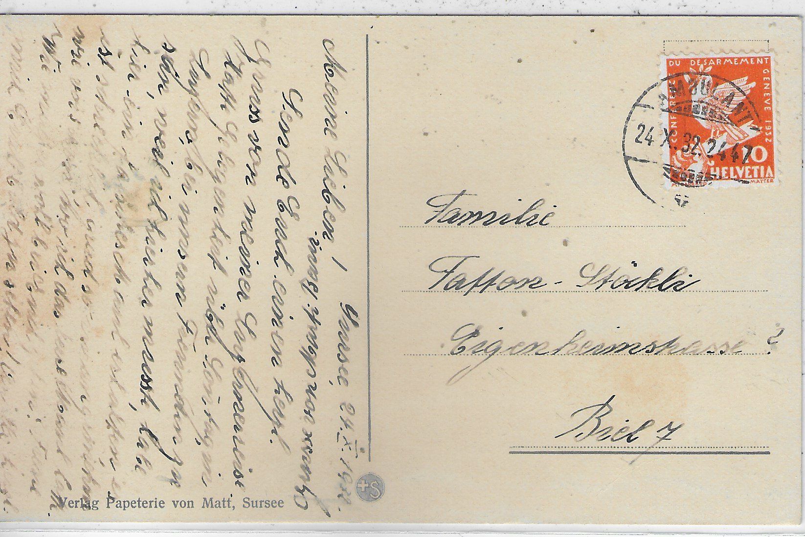 Cartoline postali: Sursee - Rathaus - Litho – Usato da Ettingen venduto da Kartenplanet 1
