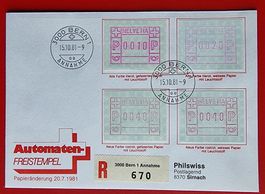 ATM AUTOMATENBRIEFMARKE VERSCH. TYPEN PAPIERÄNDERUNG 1981