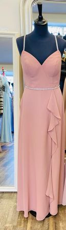 Abendkleid rosa Grösse 34 NEU Chiffon Rüschen Strassgürtel